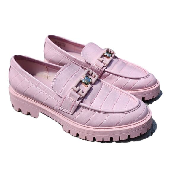 Aldo Tobey Croc Print Faux Leather Loafers 8 - Picture 1 of 11